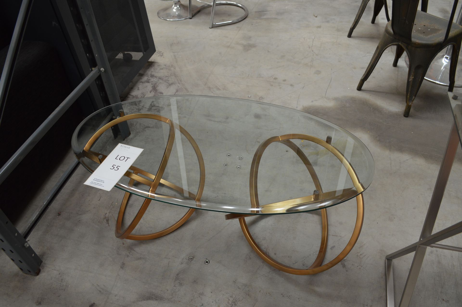 Gold & Glass Oval Coffee Table Size: 120L x 70W x 47H (Please Note: item located in Andover SP11.