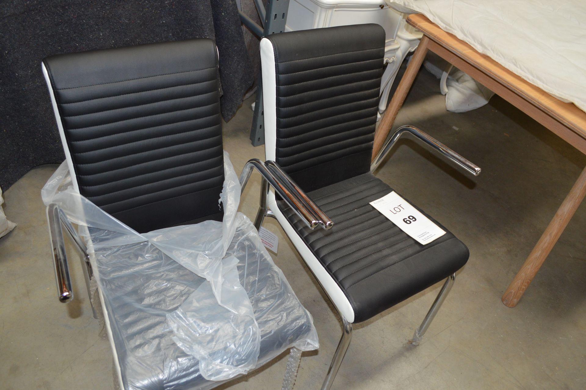 2: Chrome & Black/White Leather Dining Chairs (Please Note: item located in Andover SP11. Collection