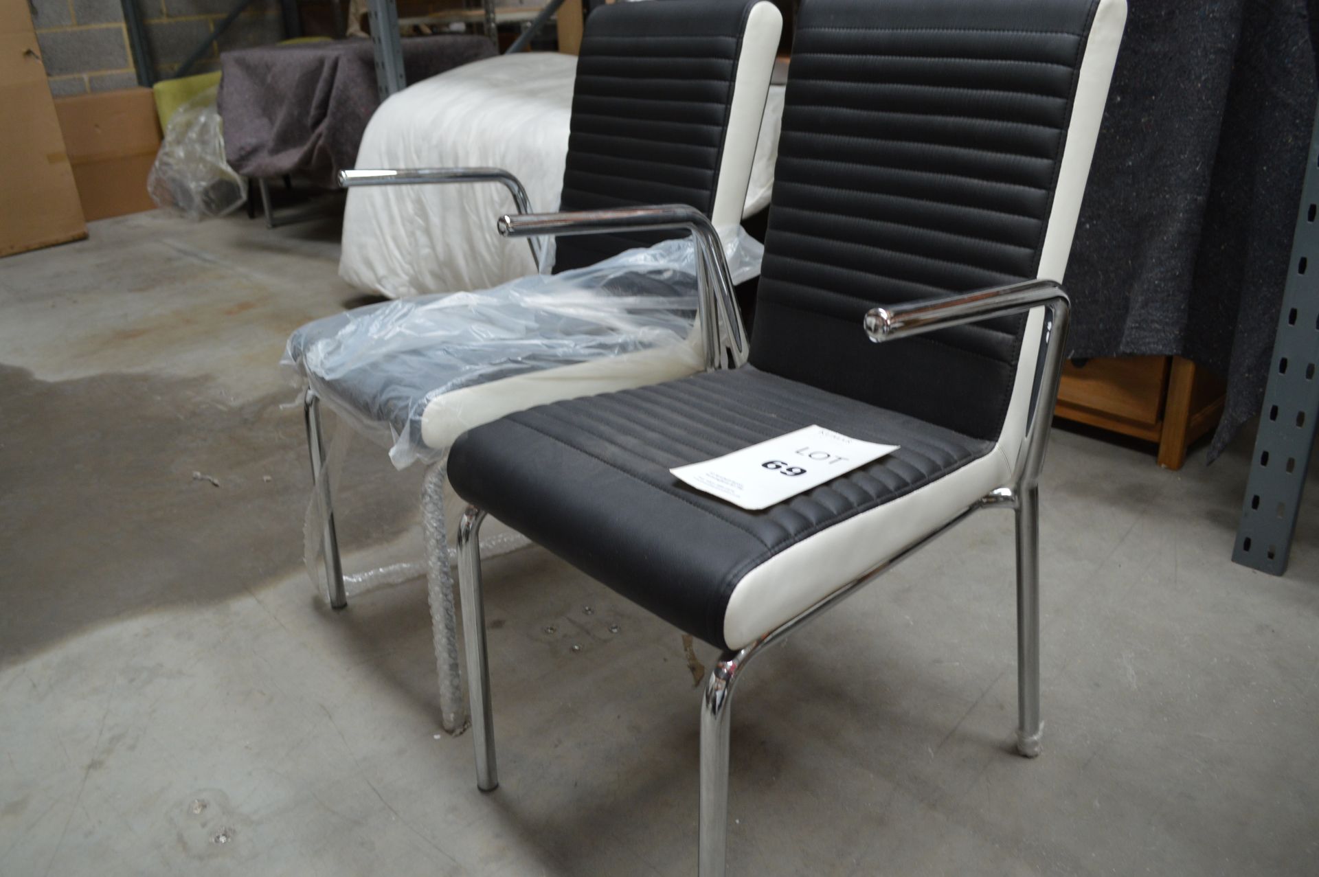 2: Chrome & Black/White Leather Dining Chairs (Please Note: item located in Andover SP11. Collection - Image 5 of 8