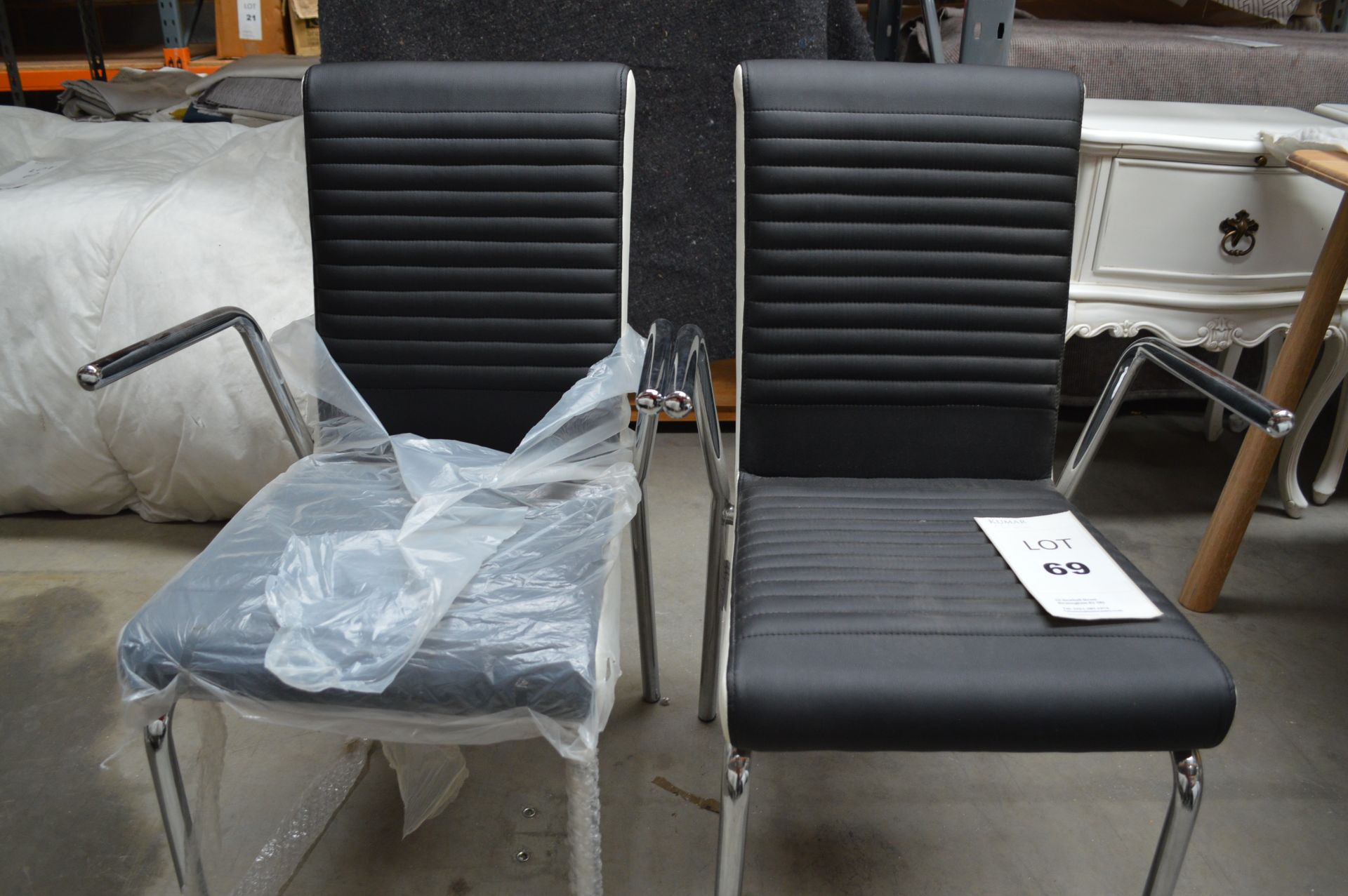 2: Chrome & Black/White Leather Dining Chairs (Please Note: item located in Andover SP11. Collection - Image 8 of 8