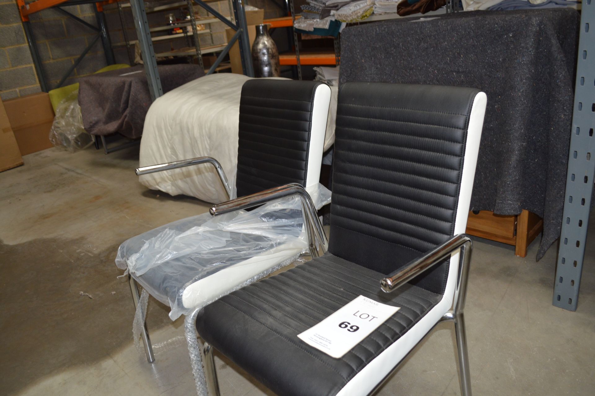 2: Chrome & Black/White Leather Dining Chairs (Please Note: item located in Andover SP11. Collection - Image 4 of 8