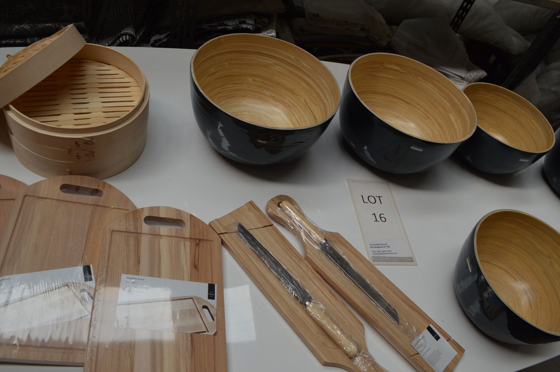 2 Large & 3 Medium Spun Bamboo Bowls , Parline Bowls 5: Birchwood Groved Edge Chopping Boards 33x - Bild 4 aus 9