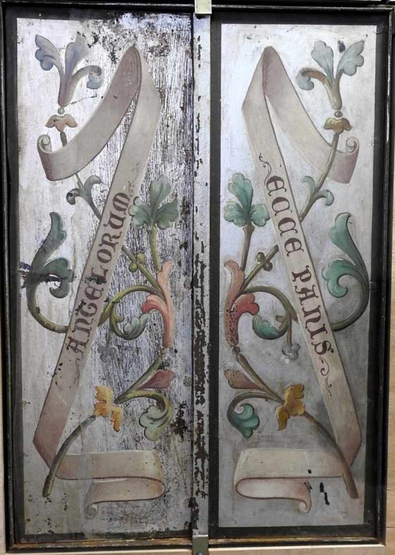 Seltenes Tabernakel Eisentür, beidseitig polychrom bemalt mit Darstellungen von Jesus und seine - Bild 2 aus 2