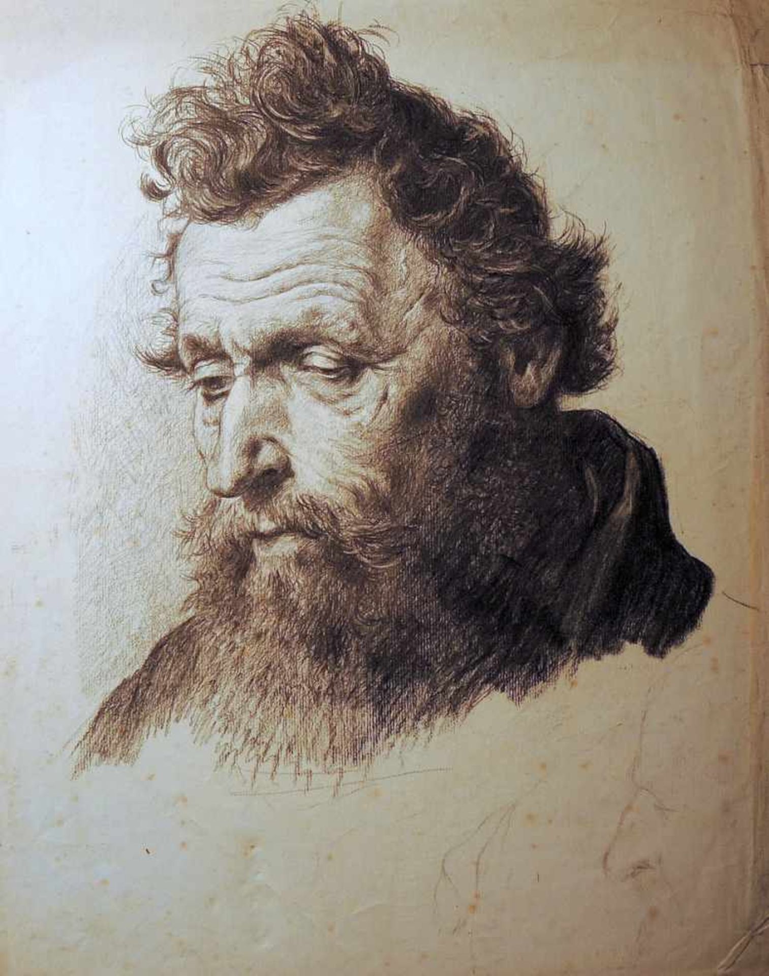 Josua von Gietl, 1847 München - 1922 ebenda Kopf eines Mannes. Kohlezeichung/Papier, ungerahmt. Sehr