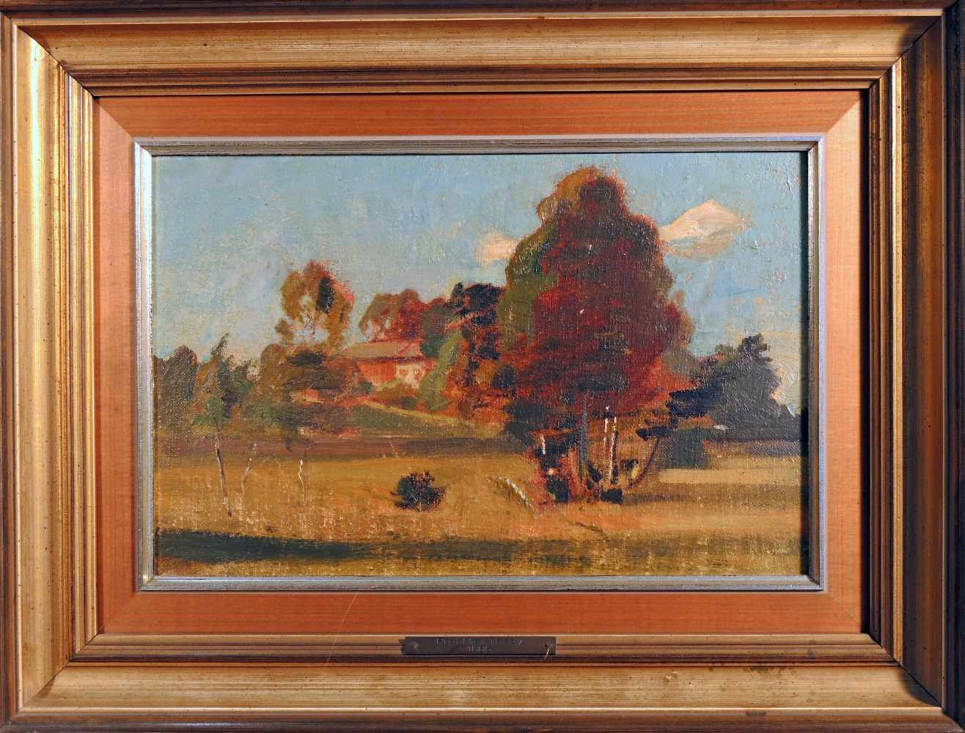Max Thedy, 1858 München - 1924 Weimar Öl/Holz. Idyllisches Haus in herbstlicher Landschaft. Gerahmt, - Bild 2 aus 2