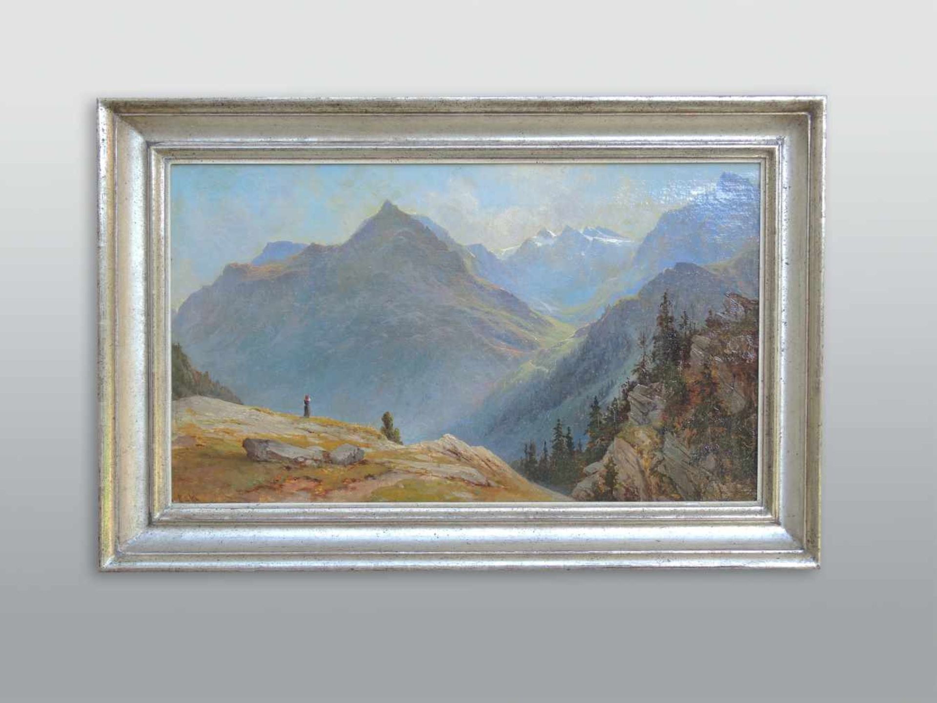 Hans Dahl, 1849 Granvin - 1937 Balestrand Öl/Leinwand. Berglandschaft in Norwegen. Gerahmt, links - Bild 2 aus 2