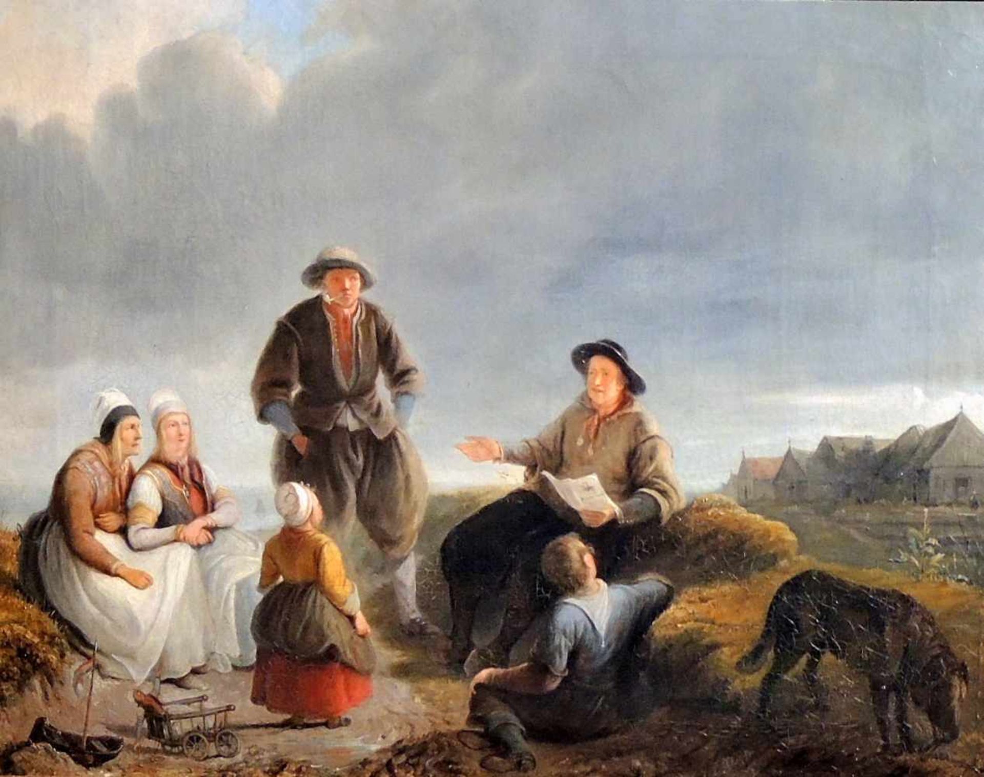 Christiaan Julius L. Portman, 1799 Amsterdam - 1868 Beverwijk Öl/Leinwand. Bauernversammlung. Für