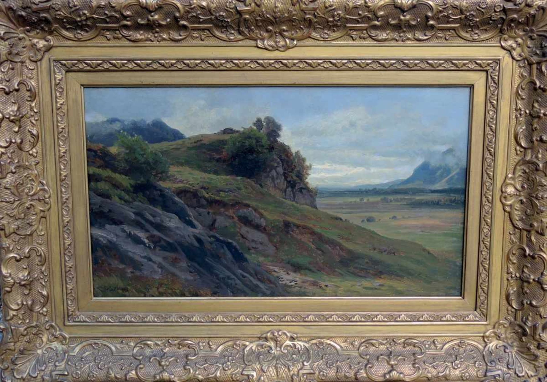 Gottlieb Daniel Paul Weber, 1823 Darmstadt - 1916 München Öl/Leinwand. Ölstudie: Blick auf einen - Image 2 of 2