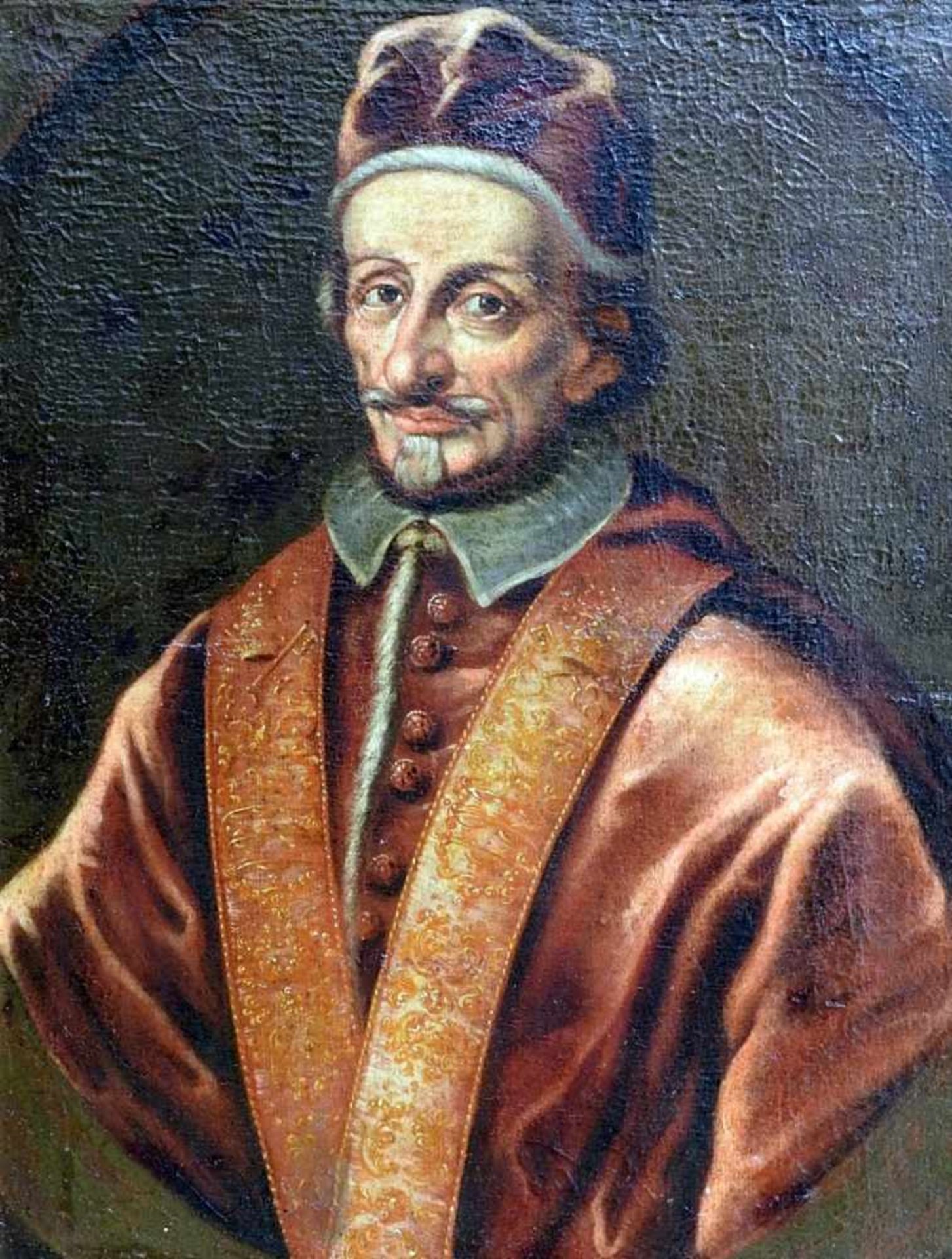 Porträt des Papstes Innozens XI. (1611 - 1689) Öl/Leinwand. Unsigniert, in Plakette fälschlich als