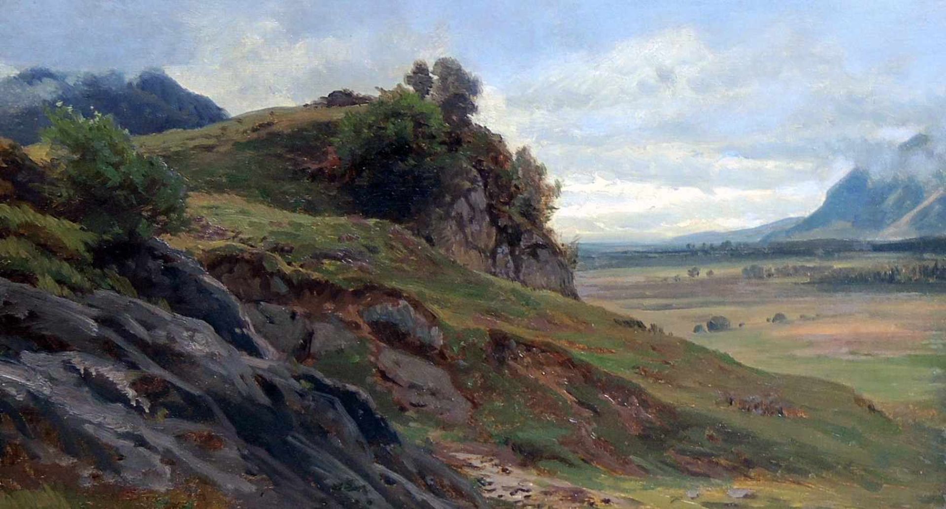 Gottlieb Daniel Paul Weber, 1823 Darmstadt - 1916 München Öl/Leinwand. Ölstudie: Blick auf einen