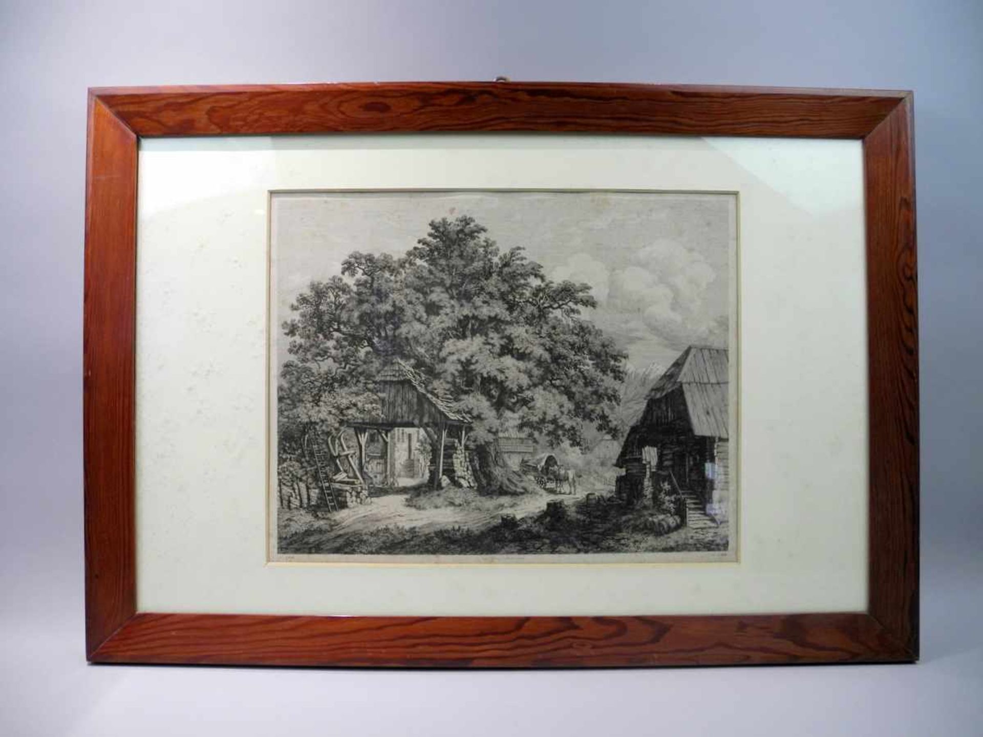 Conrad Grefe, 1823 Wien - 1907 Tulbing Radierung/Papier. Darstellung eines Bauernhofes in den - Image 2 of 3