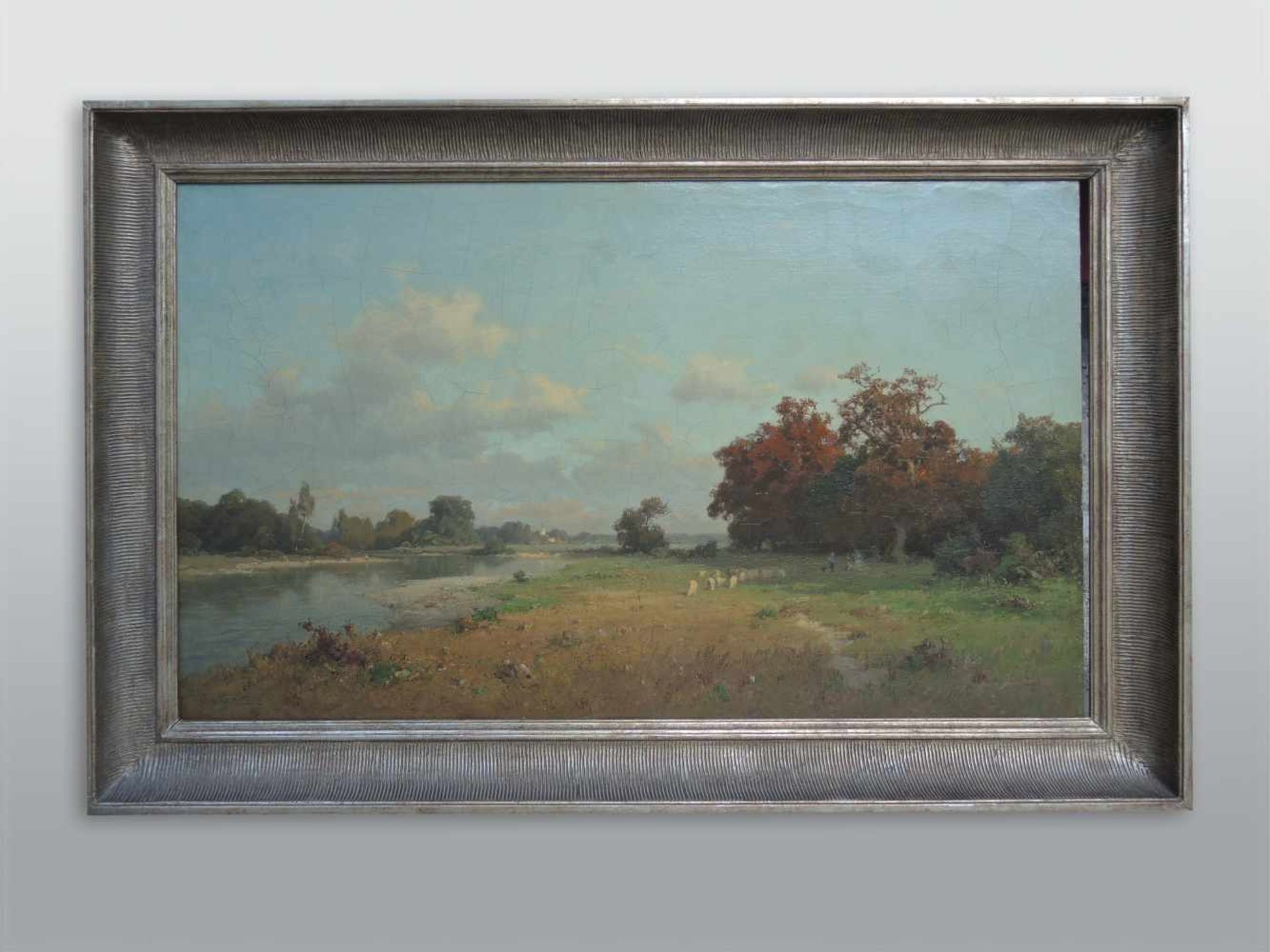 Josef Willroider, 1838 Villach - 1915 München Öl/Leinwand. Weitläufiger Blick in die Landschaft - Bild 2 aus 2
