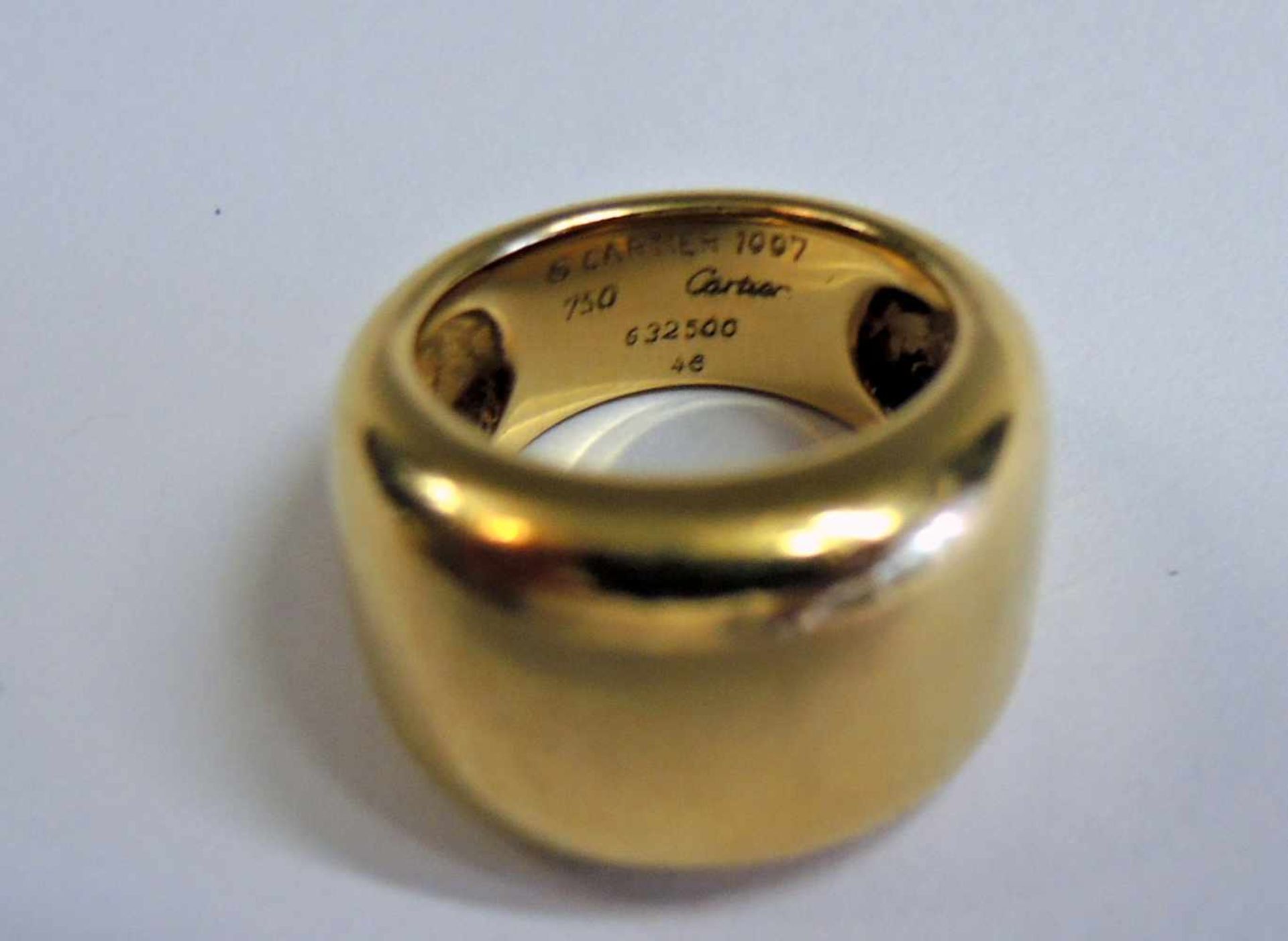 Cartier. Massiver Gold-Ring18 K. Gelbgold. Guter Zustand. Frankreich, um 1997. Ringgröße 53, Gewicht - Bild 2 aus 2