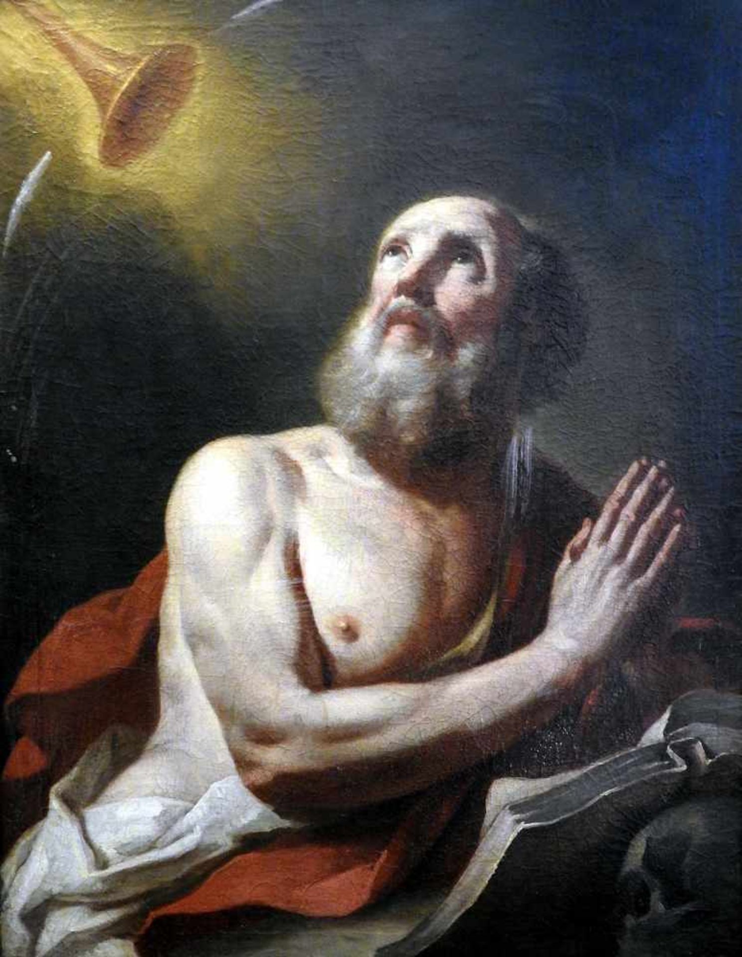 Die Vision des Heiligen HieronymusÖl/Leinwand. Wohl Francesco Trevisani (1656 - 1746). Leichtes
