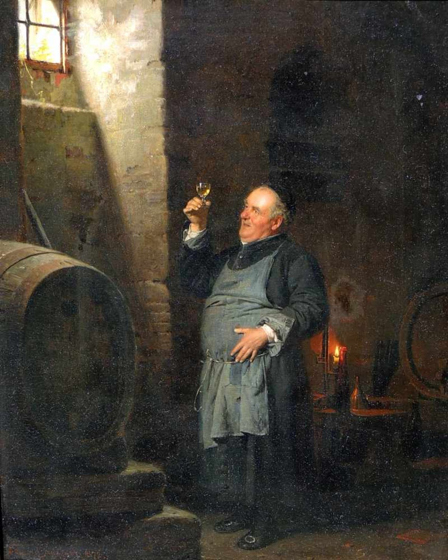 Eduard von Grützner, 1846 Polen - 1925 MünchenÖl/Leinwand. Weinprobe - Der Kellermeister-Mönch mit