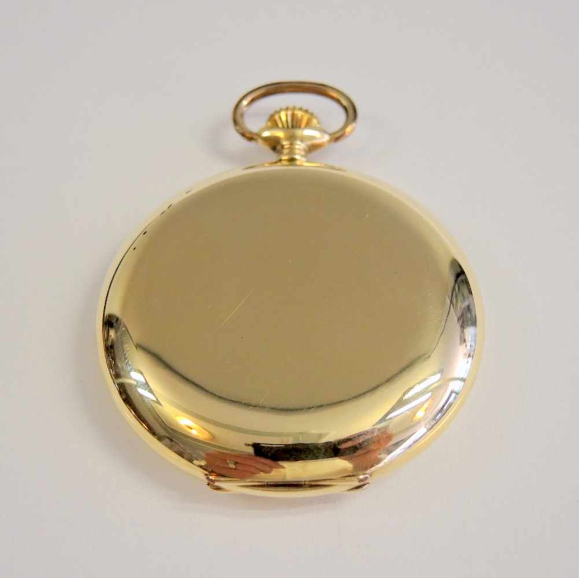 Tissot, Savonette-Taschenuhr14 K. Gelbgold. Gut erhalten, gangbar. Um 1920. Ø ca. 50 mm, Gewicht - Image 3 of 3