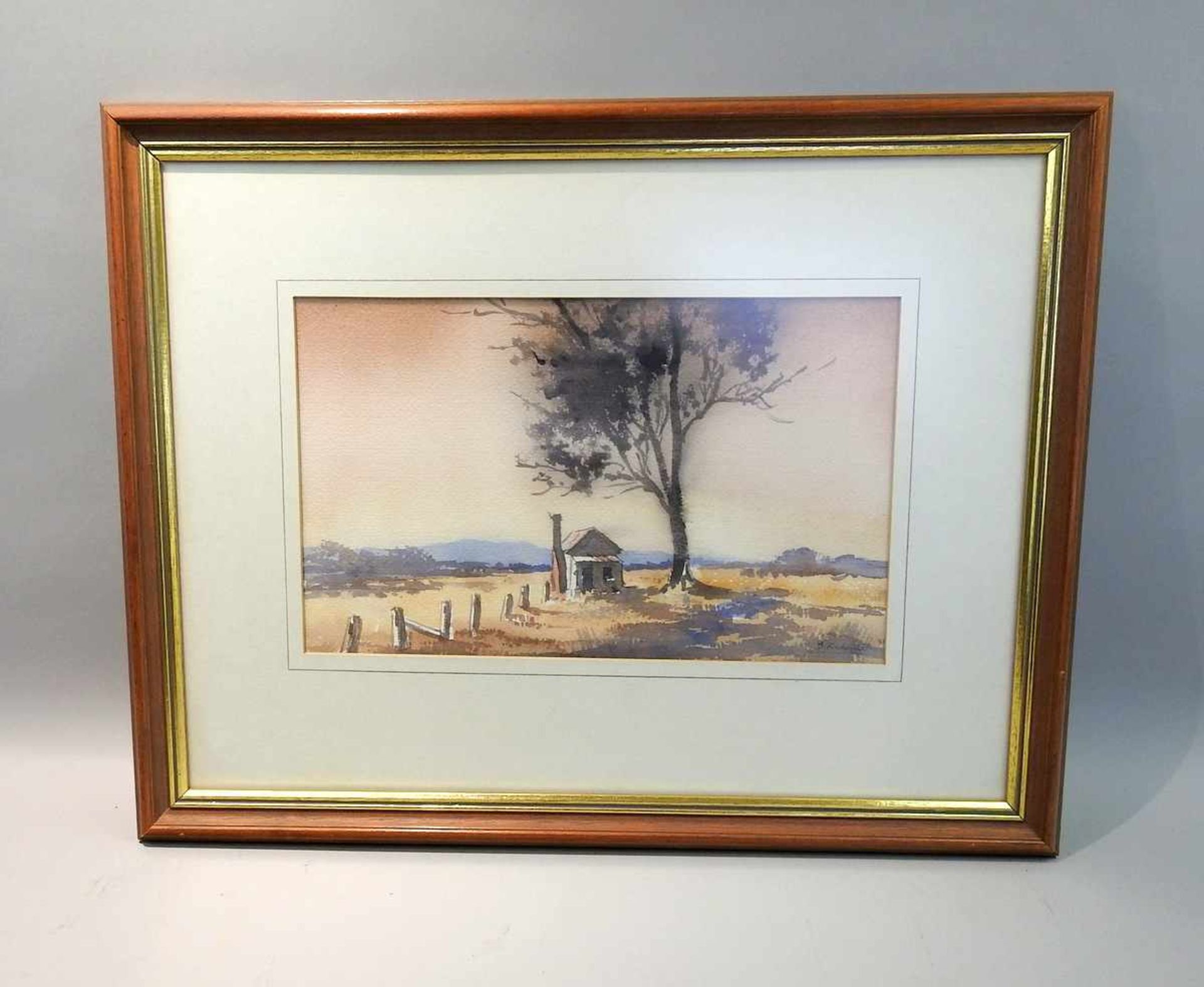 Gaye Bonham, geb. 1942 MelbourneAquarell und Bleistift/Bütten. Verlassenes Haus unter großem - Bild 2 aus 2