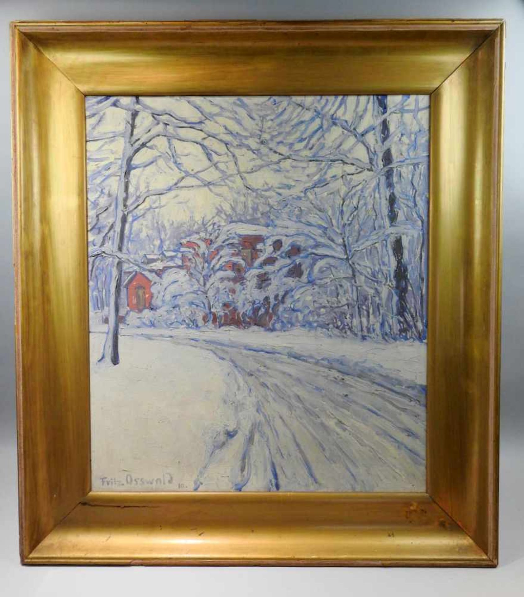 Fritz Osswald, 1878 Zürich - 1966 StarnbergÖl/Leinwand. Winterliche Landschaftsszenerie. Motive - Bild 2 aus 2