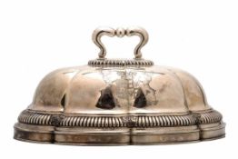 Cloche - Warmhalteglocke, England Mitte 19.Jh. 925er Silber. Ovaler passig geschweifter Stand,