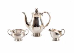 3-teilig. Kaffeeset, Kopenhagen 1939 835er Silber. Bestehend aus Kaffeekanne, Zuckerschale und