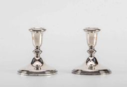 Paar Kerzenhalter 925er Silber, gefüllt, Höhe 14,5 cm, gest. "Sterling weighted".