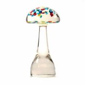 Pilz als Paperweight Farbloses Glas mit farbigen Einschlüssen. Murano, H.: ca. 23 cm.