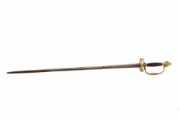 Infanterie Offiziers Degen um 1760-1800 wohl Preussen. Griffende mit reliefiertem Knauf. L.: 89 cm.