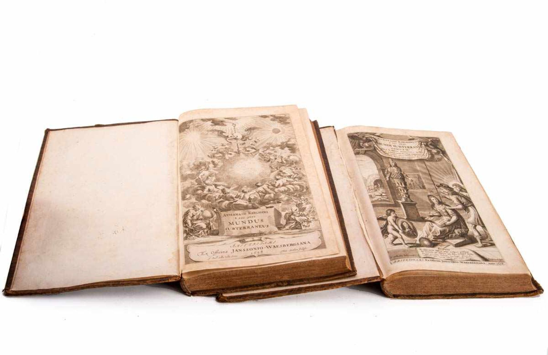 Athanasius Kircher, Mundus subterraneus verlegt bei Jassonius-Waesberge, Amsterdam 1678. 2 Bände, - Bild 2 aus 3