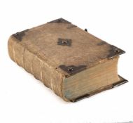 Schöne, gut erhaltene Bilderbibel, verlegt bei Christian Lommer, Ulm 1671, zahlreiche Holzschnitt-