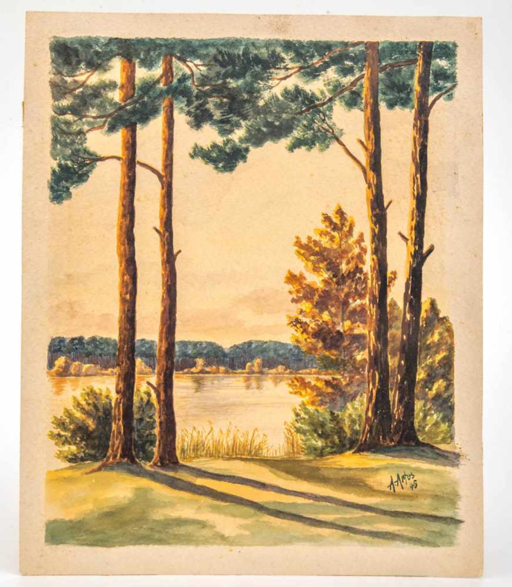 Artos, A. Märkische Seelandschaft. Aquarell auf Bütten. Re.u. sign., dat. (19) 46. v 36 x 29 cm. O.