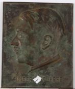 Relief "Hitler" Bronze. Unterschrift "Unser Führer". 1935, monogr. Artur Berthold, Düsseldorf,