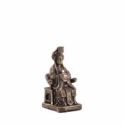 Kaiserin von China, 19. Jh. Miniatur-Bronze. Auf einem Thronsessel sitzende Kaiserin in prachtvollem