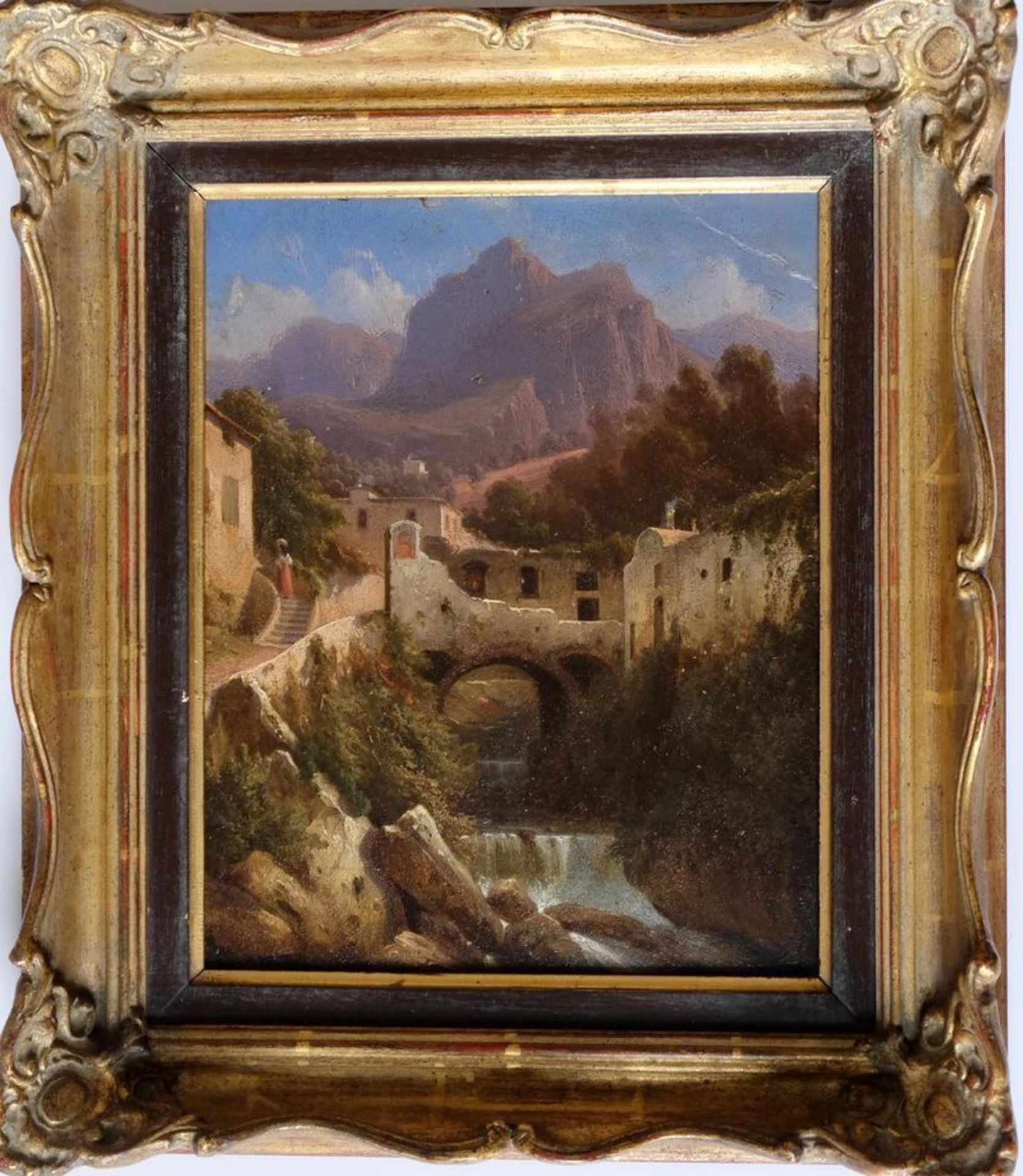 Götzloff, Karl Wilhelm , in der Art Mühlental bei Amalfi, um 1840, Öl auf Karton, 29,3 x 24,8 cm.