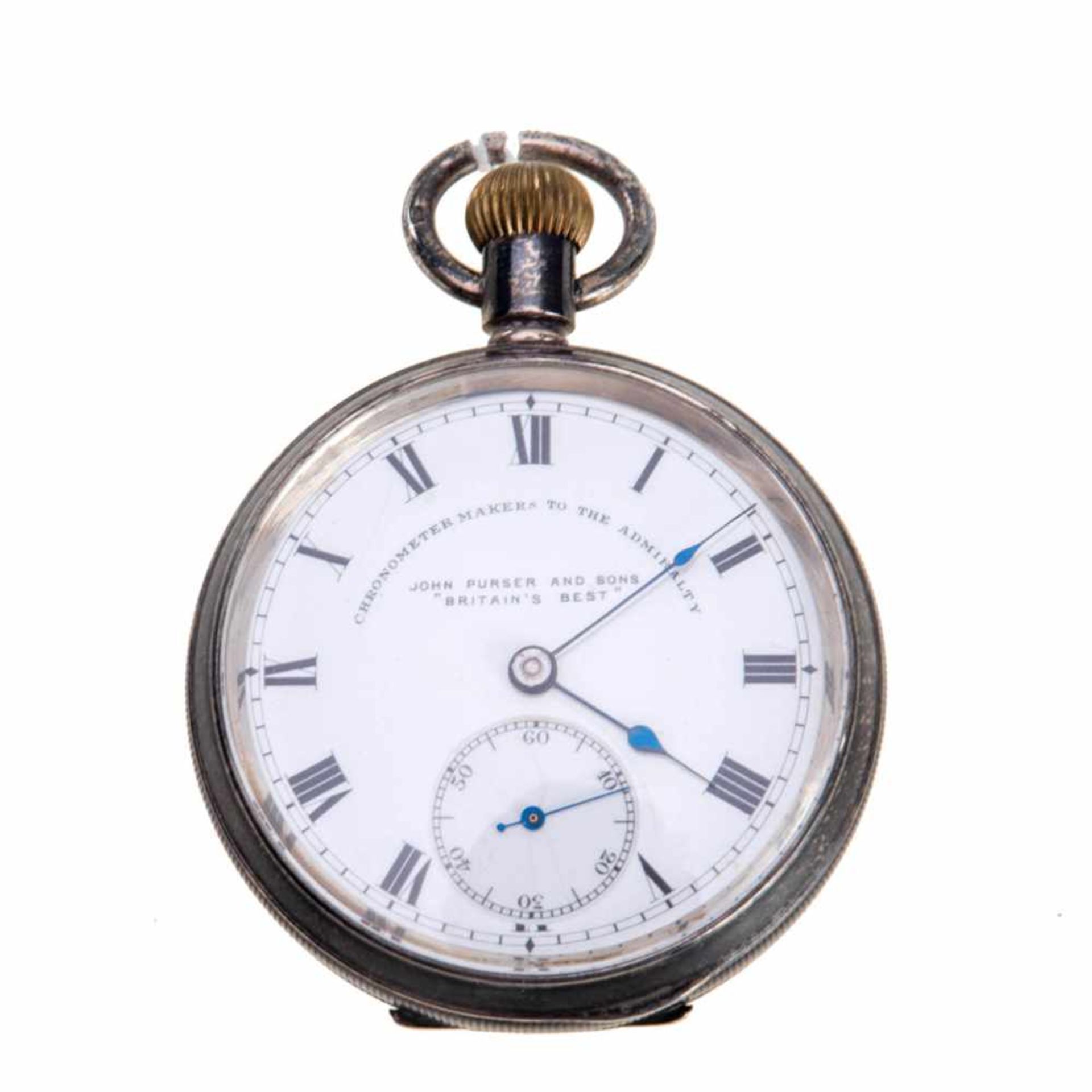 Taschenuhr, USA um 1900 Silber. Gehäusedeckel guillochiert mit leerer Wappenkartusche, weißes