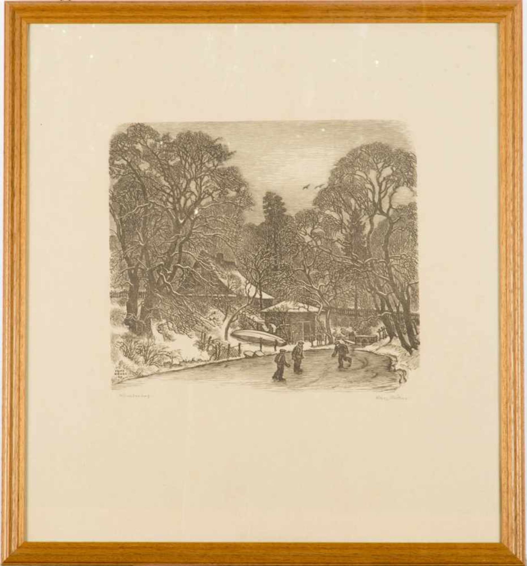 Röhrs, Fritz (1896 Hildesheim 1959 )Wintertag. Radierung. Re.u. von Hand sign. Blattgr. 46,5 x 42 cm