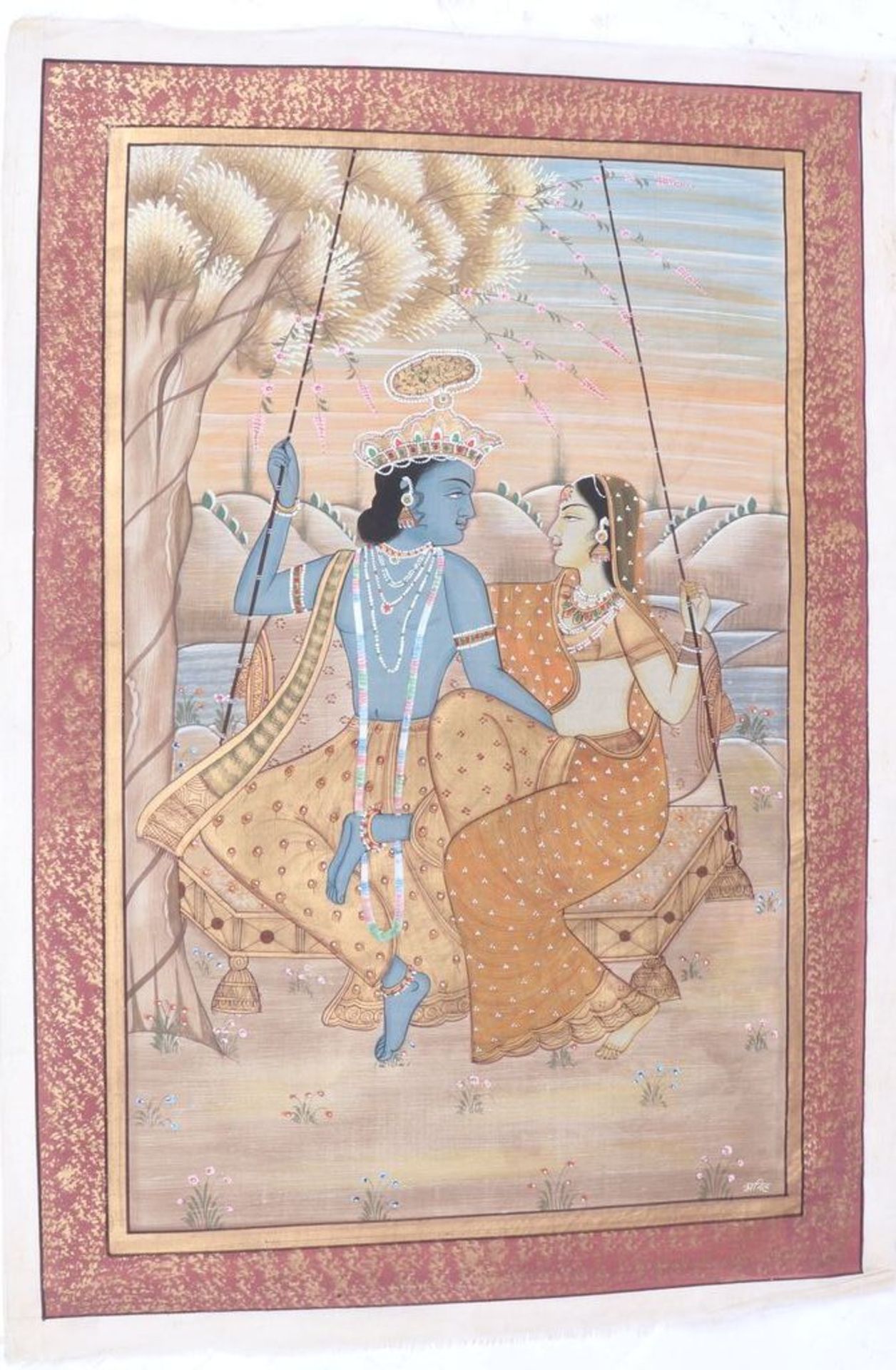 Seidenbilder aus Indien, 20. JahrhundertSeidenbilder aus Indien, 20. Jahrhundert, ca. 60 x 40 cm.