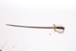 Säbel, WehrmachtGegratete Rückenklinge. Offenes Bügelgefäß, umwickelter Griff. L.: 82 cm. Klinge