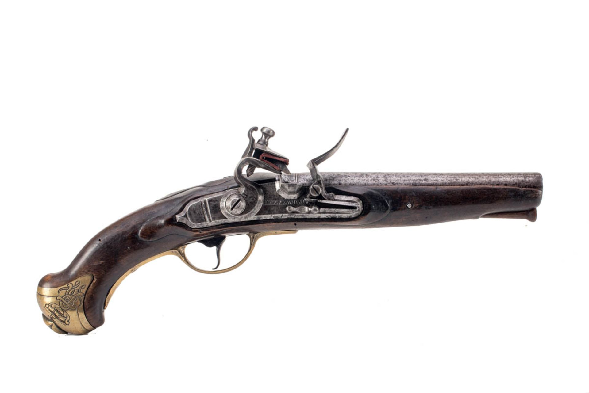 Kavalleriepistole, Preussen M 1789Steinschloßpistole, Buchenschäftung. Steinschloß bez. POTSDAMMAGAZ - Bild 3 aus 4