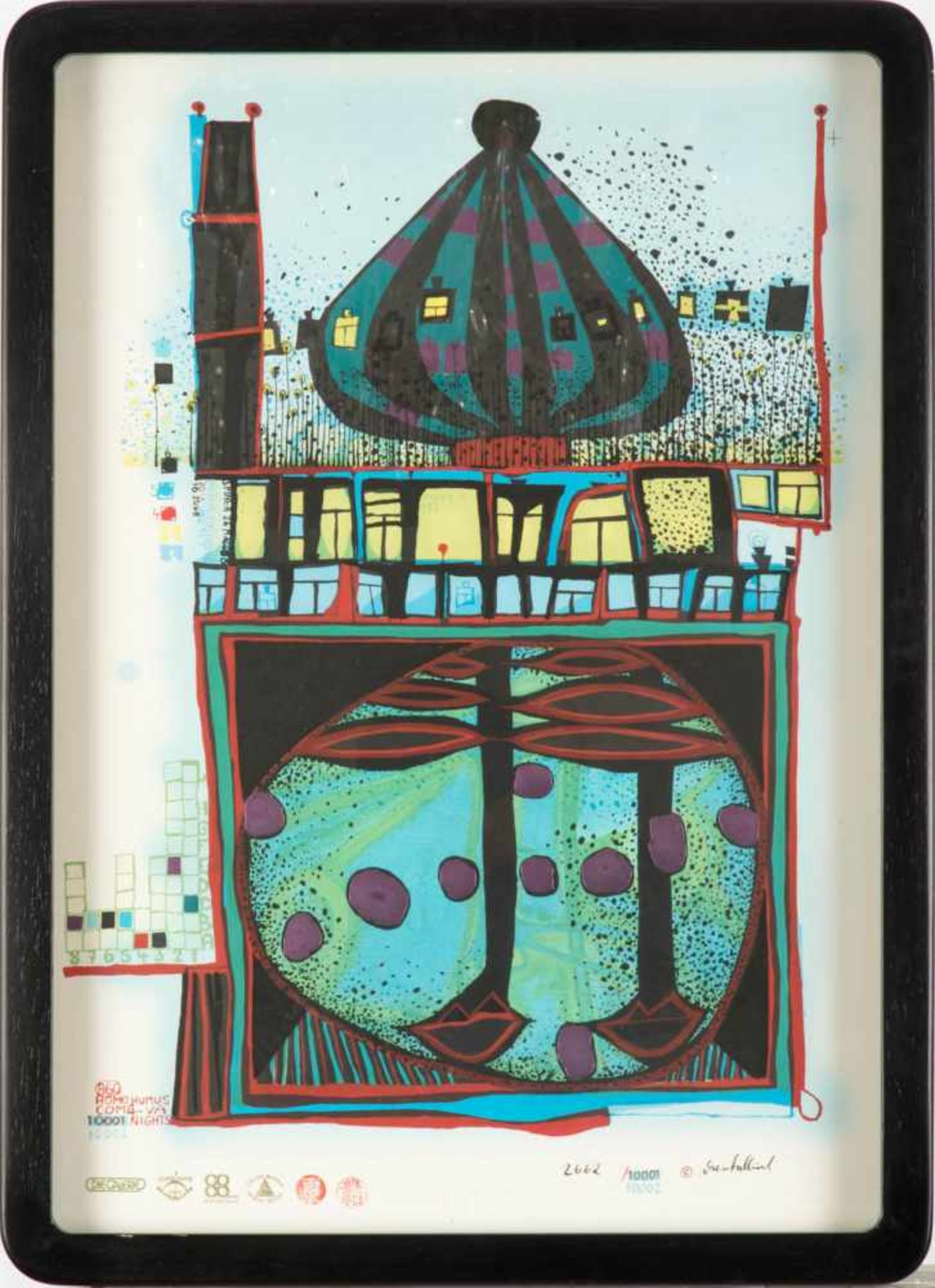 Hundertwasser, Friedensreich1928 Wien - 2000 an Bord der Queen Elisabeth II vor Brisbane. "860