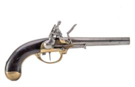 Franz. Steinschloßpistole M 1777Charleville, Kaliber 15,5 mm. Nußbaumschäftung mit Eisen- und