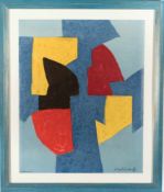 Poliakoff, Serge1899 Moskau - 1969 Paris. "Composition blau, gelb, rot, schwarz. Druckgrafik nach