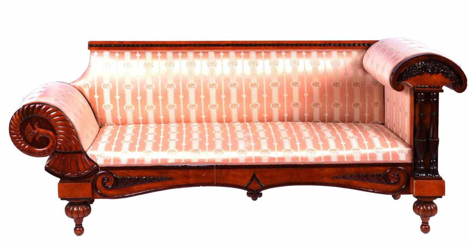 Paar hochwertige Salon-Sofas, wohl Wien um 1860-70Kirsche mit Mahagoniapplikationen. Auf vier