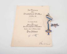 Mutterkreuz mit Urkunde und Miniatur