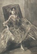 Constantin Guys 1802 Flissingen - 1892 Paris Sitzende junge Frau Tuschepinsel auf Papier über