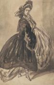 Constantin Guys 1802 Flissingen - 1892 Paris Stehende Dame mit weitem Rock Tuschepinsel auf Papier