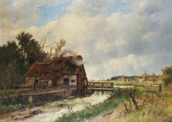 Carl Schultze 1856 Düsseldorf - 1935 An der Wassermühle Öl auf Lwd; H 80,5 cm, B 110,5 cm;
