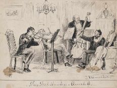 J. Kleinmichel Zeichner des 19. Jh. Das Dilettanten-Quartett Tusche auf Papier; H 172 mm, B 200