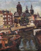 Niederländischer Maler, Anfang des 20. Jh. An der Sint Nicolaasbasiliek in Amsterdam Öl auf Lwd; H
