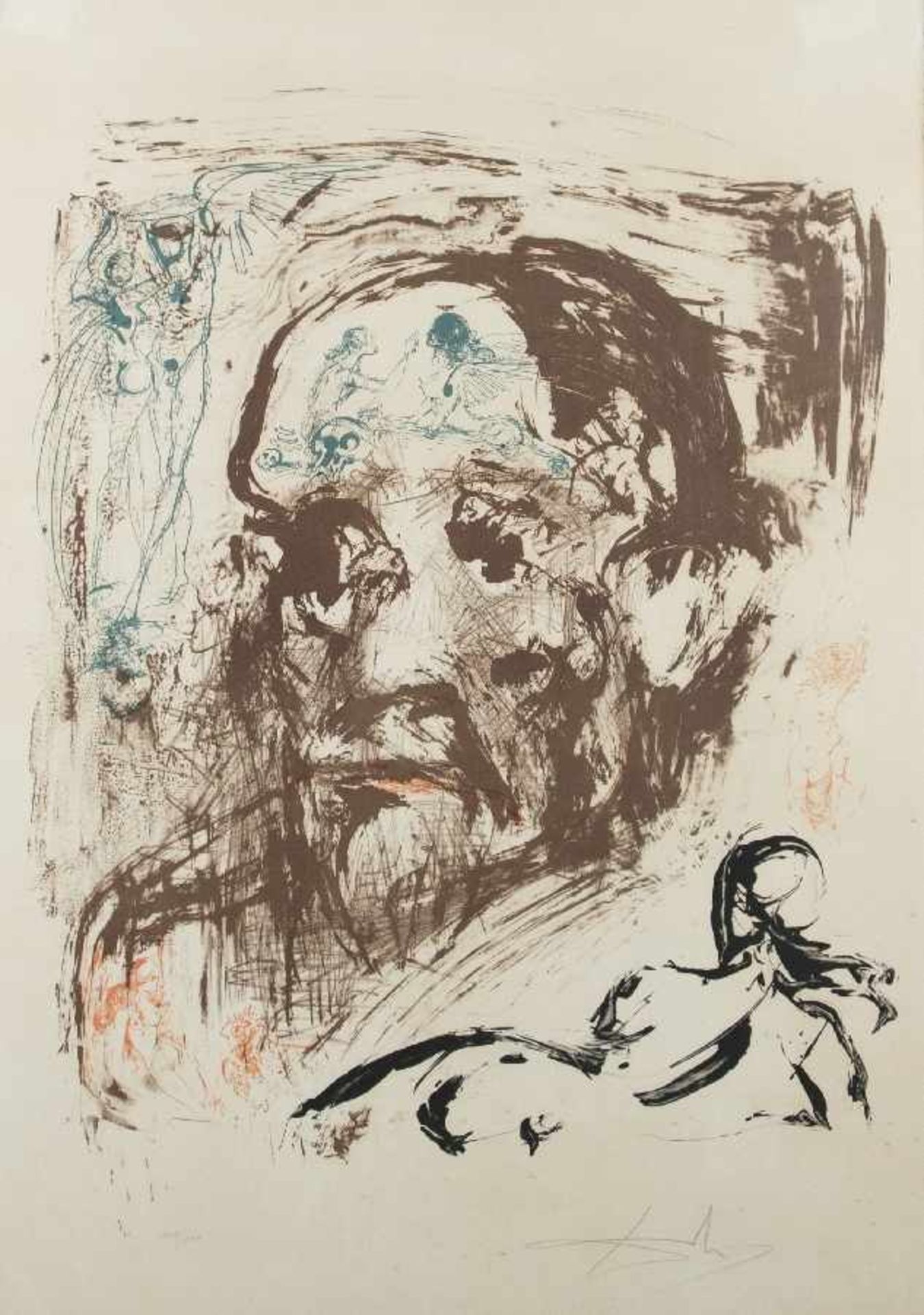 Salvador Dali 1904 - 1989 Figueras/Spanien Portrait Sigmund Freud Farblithografie auf Papier,