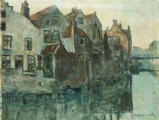 Flämischer Maler um 1900 Gracht in der Altstadt Öl auf Lwd; H 40,5 cm, B 50 cm; u. r. schwer